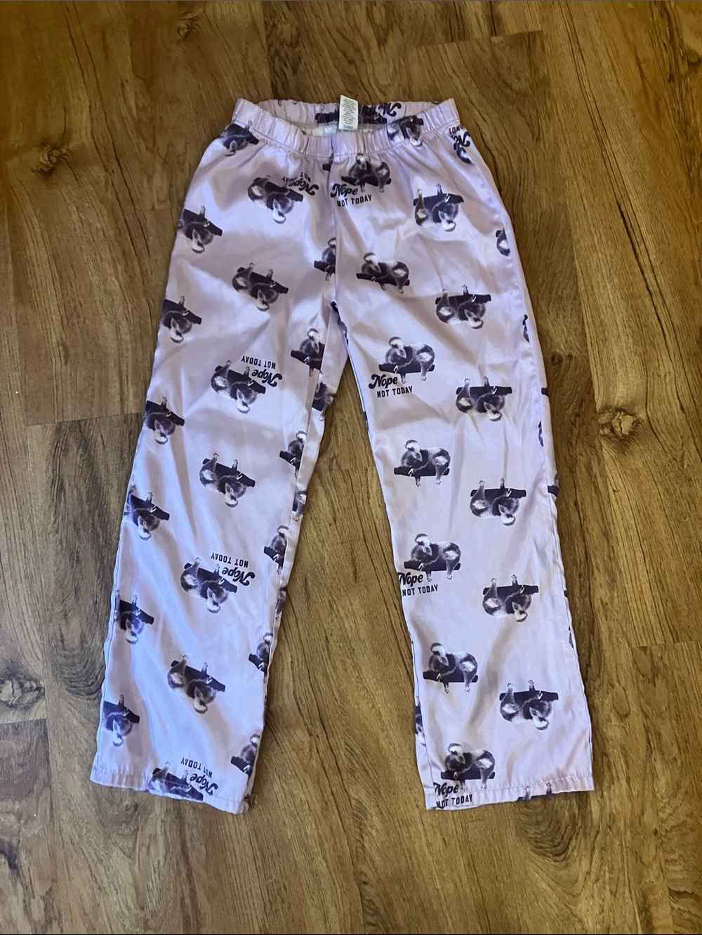 Justice Lavender Sloth Print Sleep Pants size 7 sloth print silky